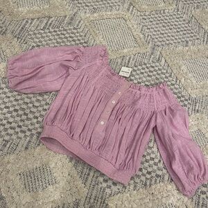 We the Free People Dancing Til Dawn Lilac Off The Shoulder Crop Top XS NWT